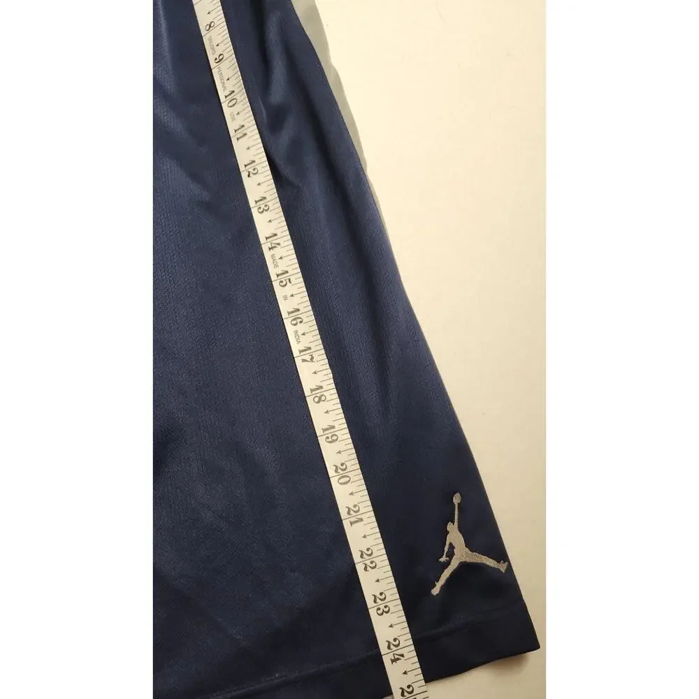 Nike Jordan Mens XXL Navy & Silver Basketball Long Shorts Drawstring